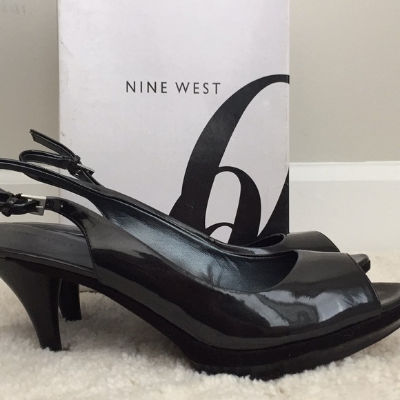 NWT(with box) Nine West black patent leather heels - Picture 3 of 8